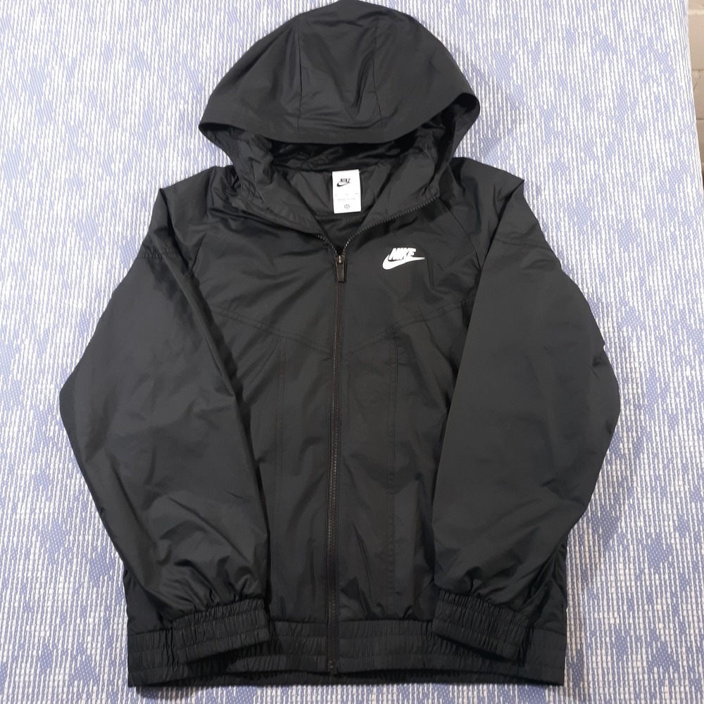 Nike Kids Boys Jacket Size XL Full Zip Windbreaker Black Mesh Lined